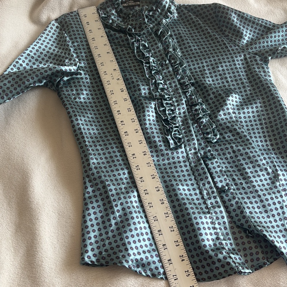 Satin Ruffled Button Down Blouse/Top - Picture 11 of 11